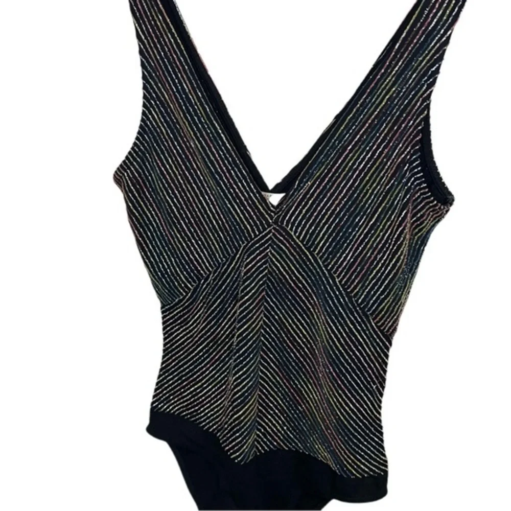 Zara Sparkly Glitter Multicolor Stripe Bodysuit